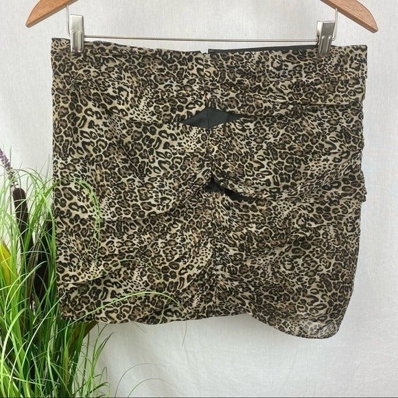 Bebe Brown & Black animal print layered bandage mini skirt M - Picture 3 of 7